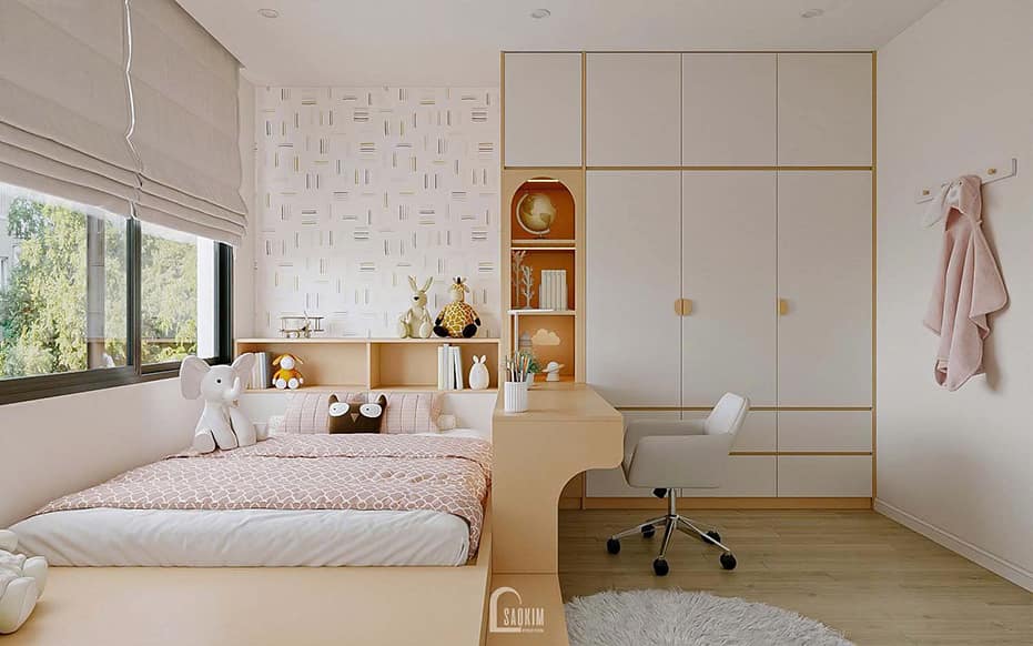 Thiết kế nội thất phòng ngủ trẻ em chung cư phong cách hiện đại cho căn hộ Hyundai Hillstate
