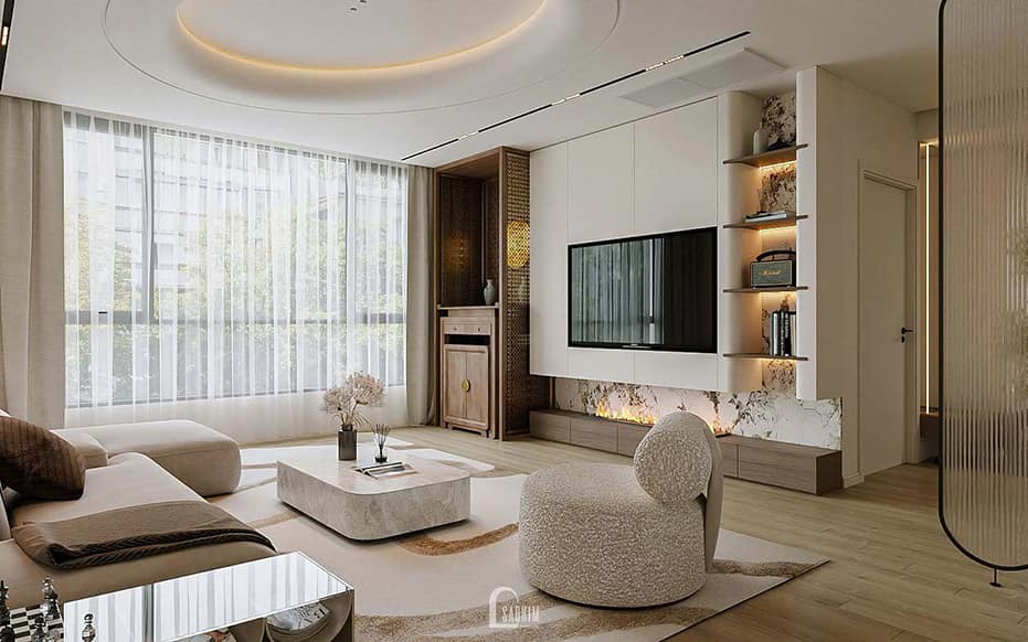 Thiết kế nội thất chung cư phong cách hiện đại cho căn hộ Hyundai Hillstate thoáng dẫng và sang trọng