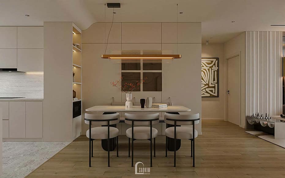 Thiết kế nội thất phòng ăn chung cư phong cách hiện đại cho căn hộ Hyundai Hillstate