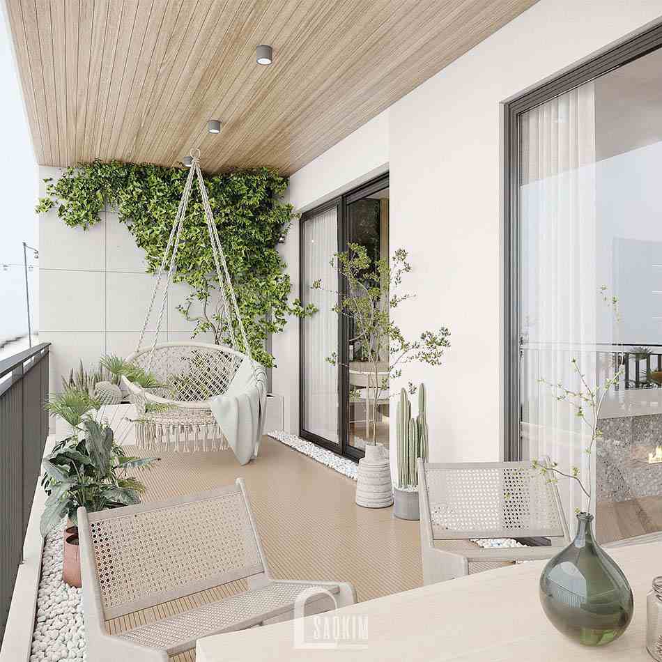 Thiết kế nội chung cư Feliz Homes với ban công xanh mát thư giãn