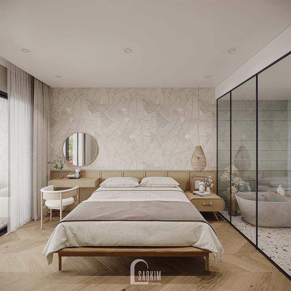Thiết kế nội thất phòng ngủ master chung cư Feliz Homes Hoàng Mai