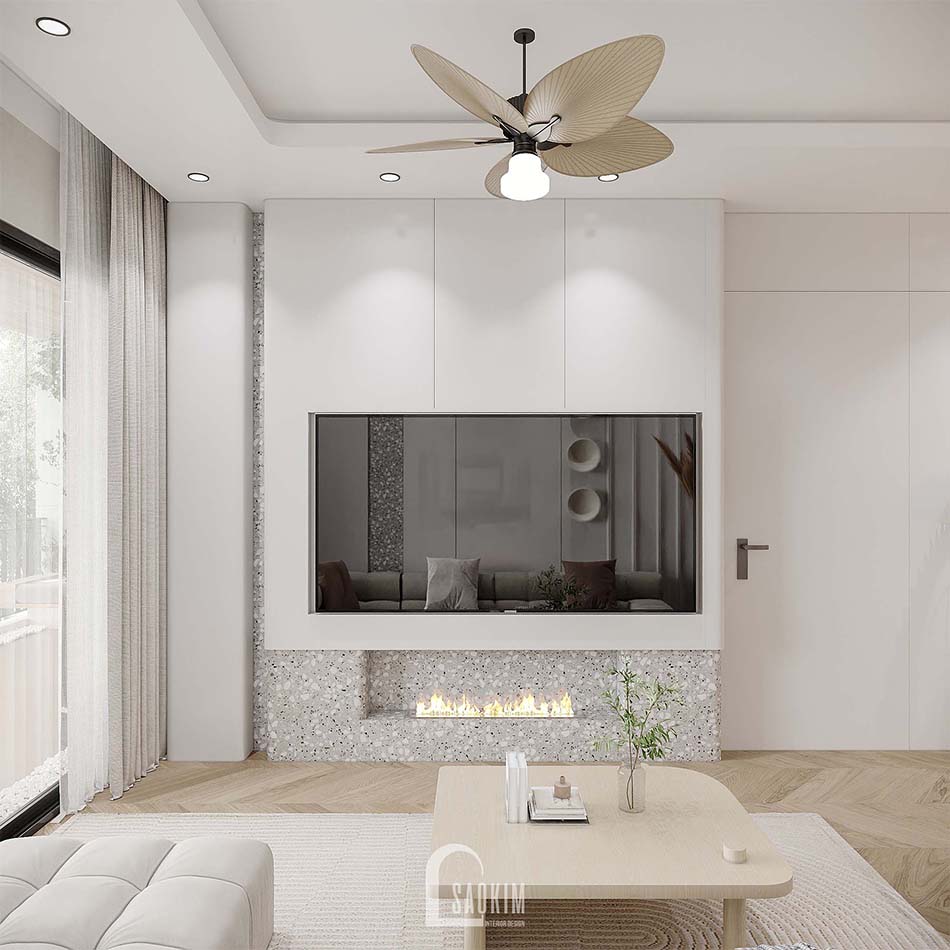 Thiết kế nội thất chung cư Feliz Homes Hoàng Mai - không gian phòng khách sang trọng