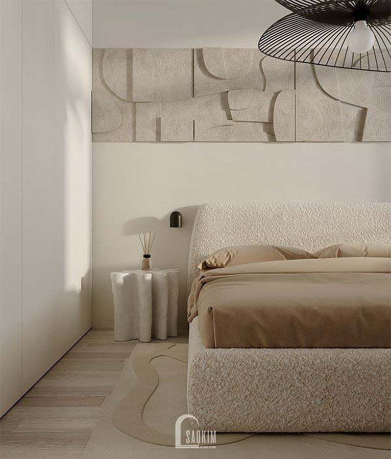 Thiết kế phòng ngủ 2 chung cư phong cách Wabi Sabi dự án Feliz Homes Hoàng Mai 120m2