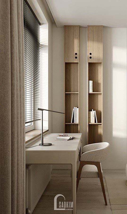 Thiết kế phòng ngủ 2 chung cư phong cách Wabi Sabi dự án Feliz Homes Hoàng Mai 120m2