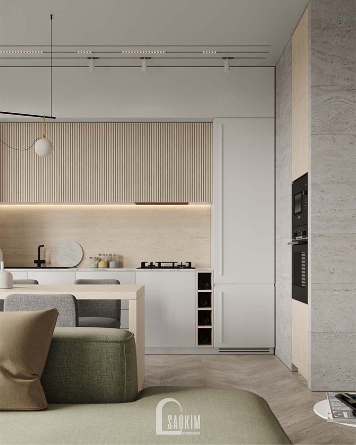 Thiết kế thi công nội thất phòng ăn chung cư 3 phòng ngủ Mullberry Lane 113m2 với vẻ đẹp tươi mới đầm ấp sung túc, nơi mỗi cá nhân đều thuận tiện kết nối với các thành viên trong gia đình.