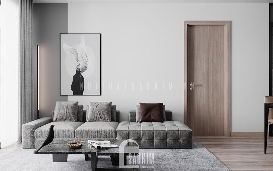 Thiết kế căn hộ phong cách hiện đại 92m2 Thiên Niên Kỷ (Ha Tay Millennium) gam màu xám