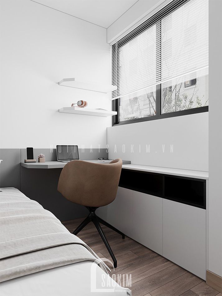 Thiết kế phòng ngủ 2 căn hộ phong cách hiện đại 92m2 Thiên Niên Kỷ (Ha Tay Millennium) gam màu xám