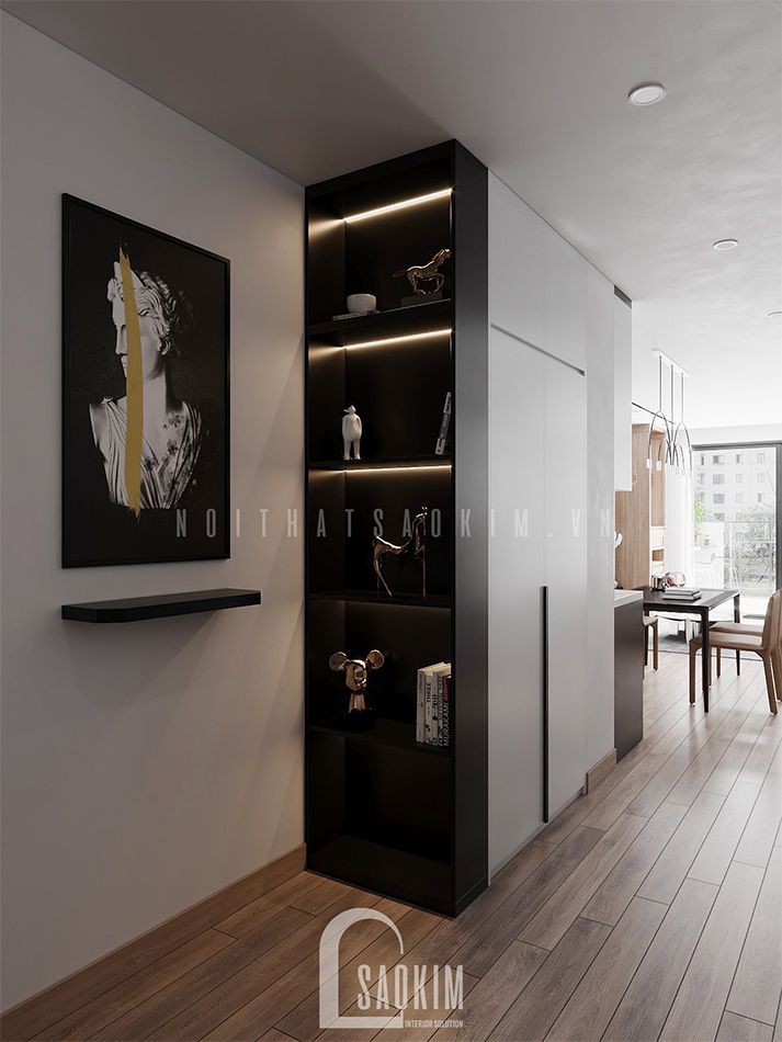 Thiết kế phòng bếp căn hộ phong cách hiện đại 92m2 Thiên Niên Kỷ (Ha Tay Millennium) gam màu xám