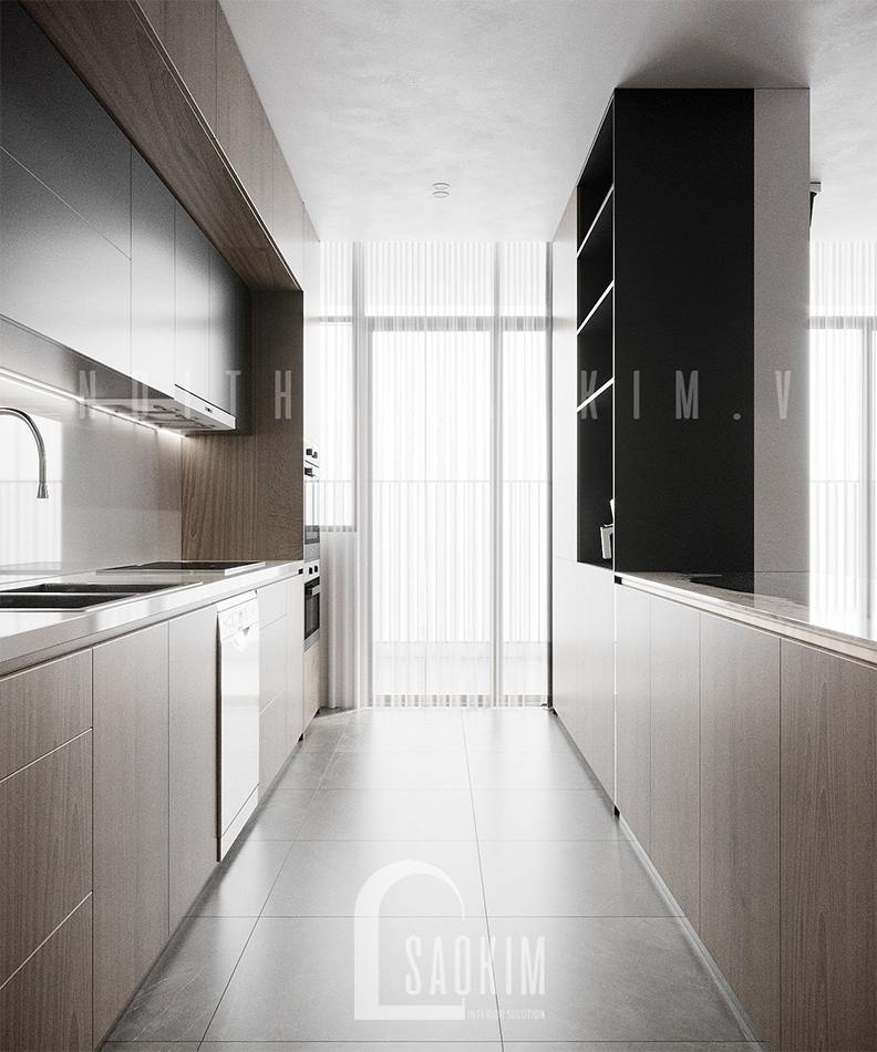 Thiết kế phòng bếp chung cư 3 phòng ngủ The Zen Gamuda 157m2 vẻ đẹp hiện đại, tinh tế