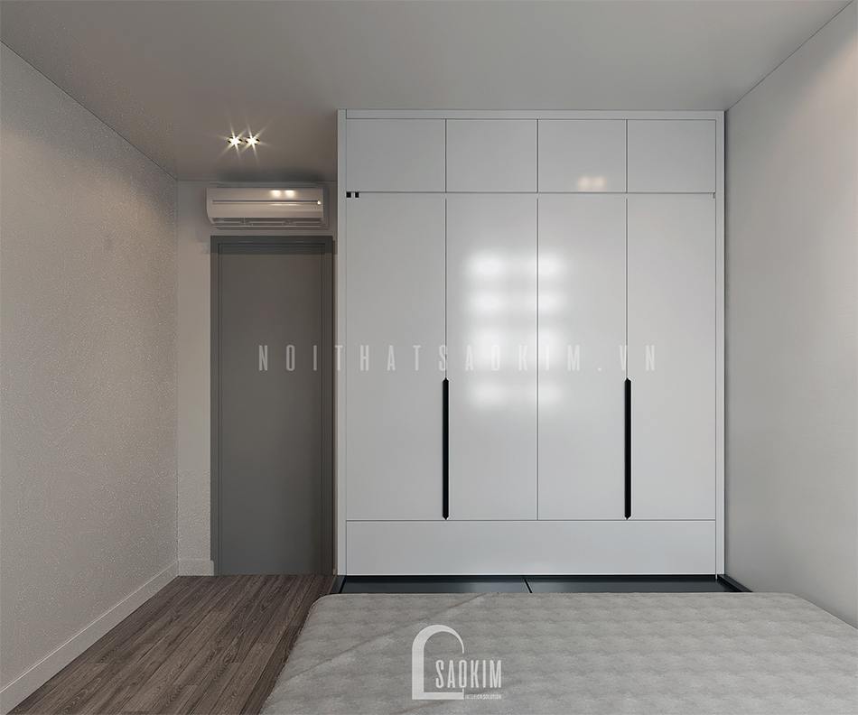 Thiết kế phòng ngủ 2 chung cư 97m2 Le Grand Jarrdin kết hợp tông màu đen - trắng đẹp ngỡ ngàng