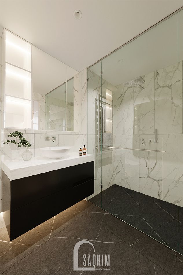 Thi công nội thất phòng tắm căn hộ cao cấp chung cư The Zen Gamuda 157m2 phong cách hiện đại