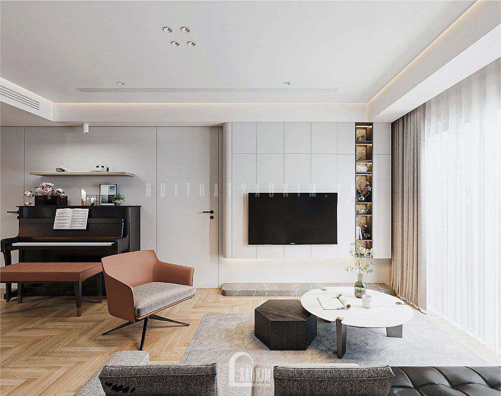 Thiết kế nội thất phòng khách chung cư LE GRAND JARDIN có không gian phòng khách rộng