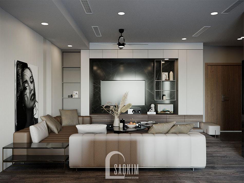 Thiết kế nội thất phòng khách chung cư cao cấp TTTM Chợ Mơ