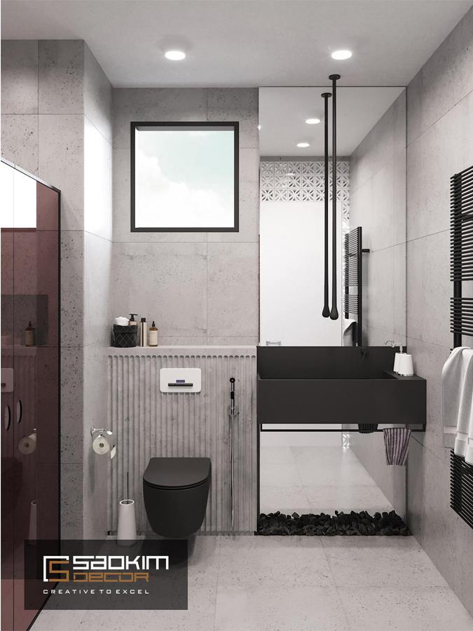 Thiết kế nội thất phòng tắm chung cư nhỏ Vinhome D'Capital