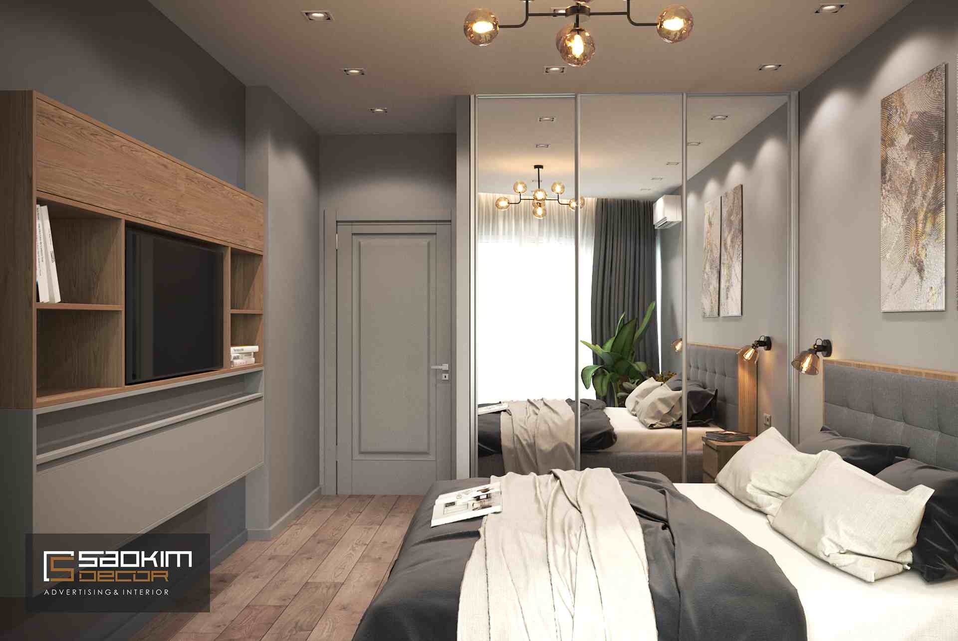 Thiết kế nội thất phòng ngủ master chung cư theo phong cách hiện đại TNR Goldmark City