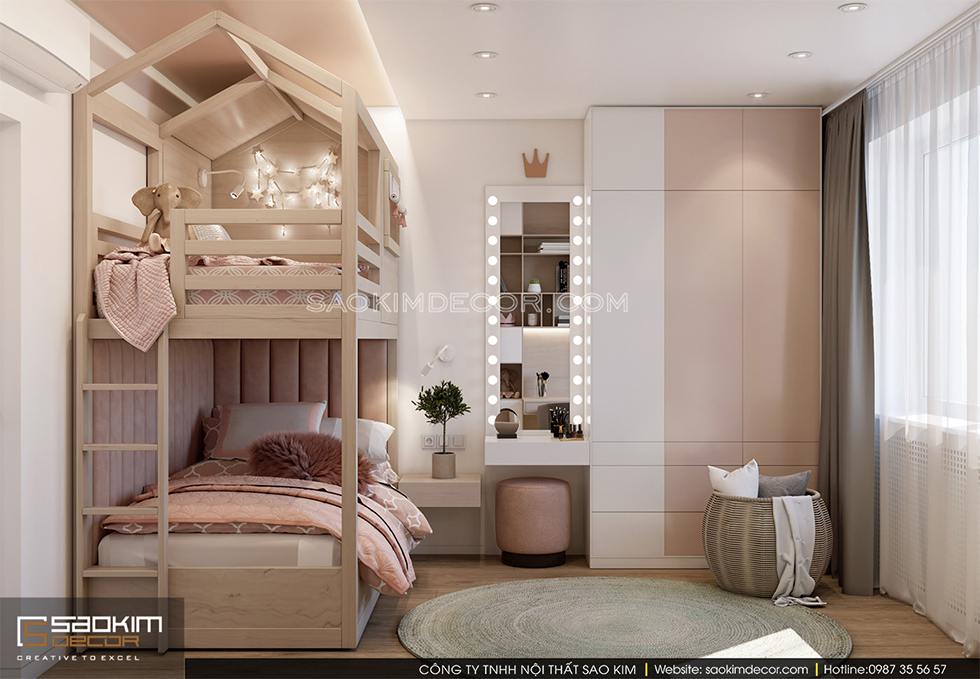 Thiết kế phòng ngủ cho bé gái chung cư cao cấp Royal City