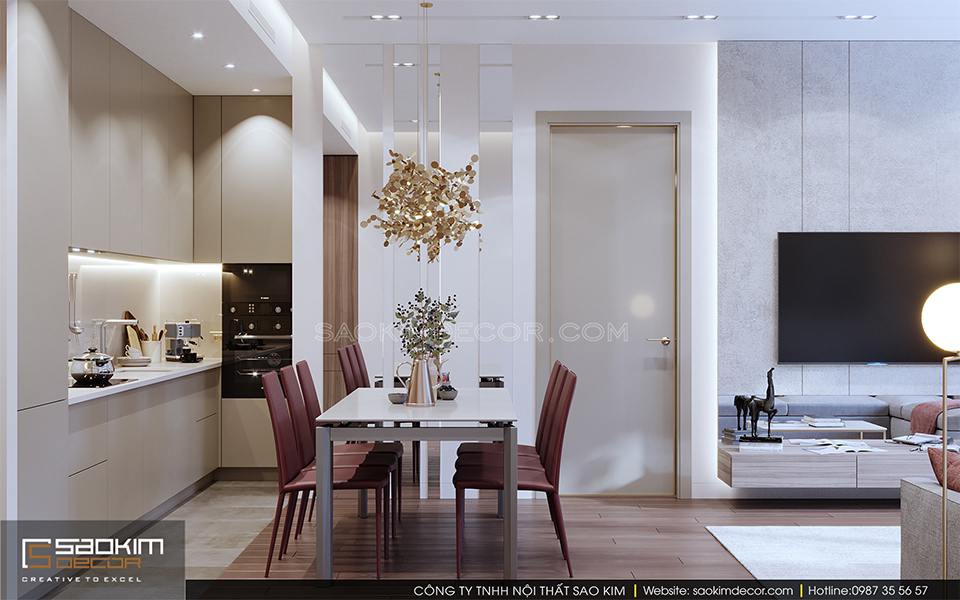 Thiết kế nội thất phòng bếp và bàn ăn chung cư Royal City