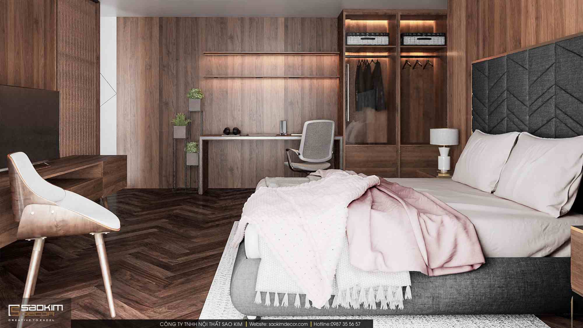 Thiết kế nội thất phòng ngủ chung cư duplex Pentstudio Tây Hồ
