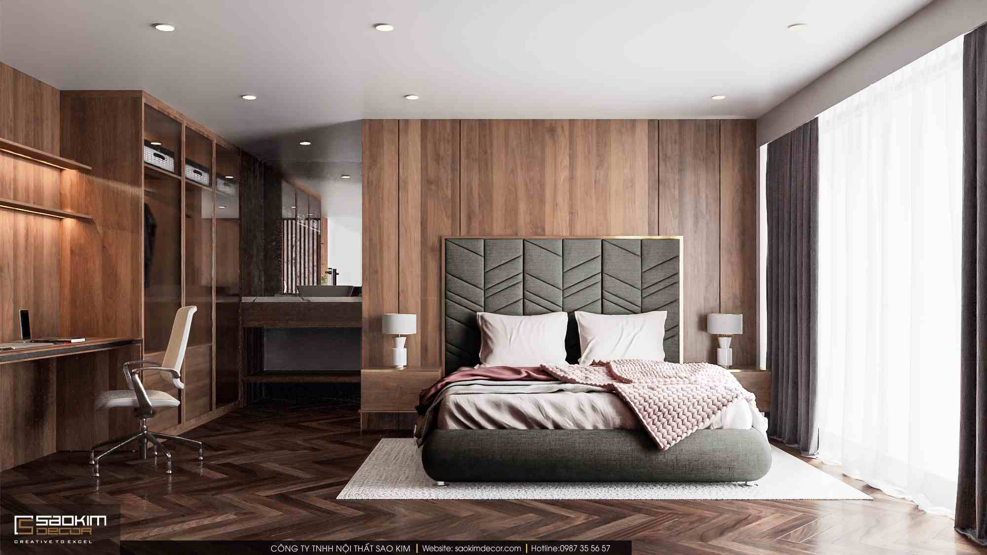 Thiết kế nội thất phòng ngủ căn hộ duplex Pentstudio Tây Hồ
