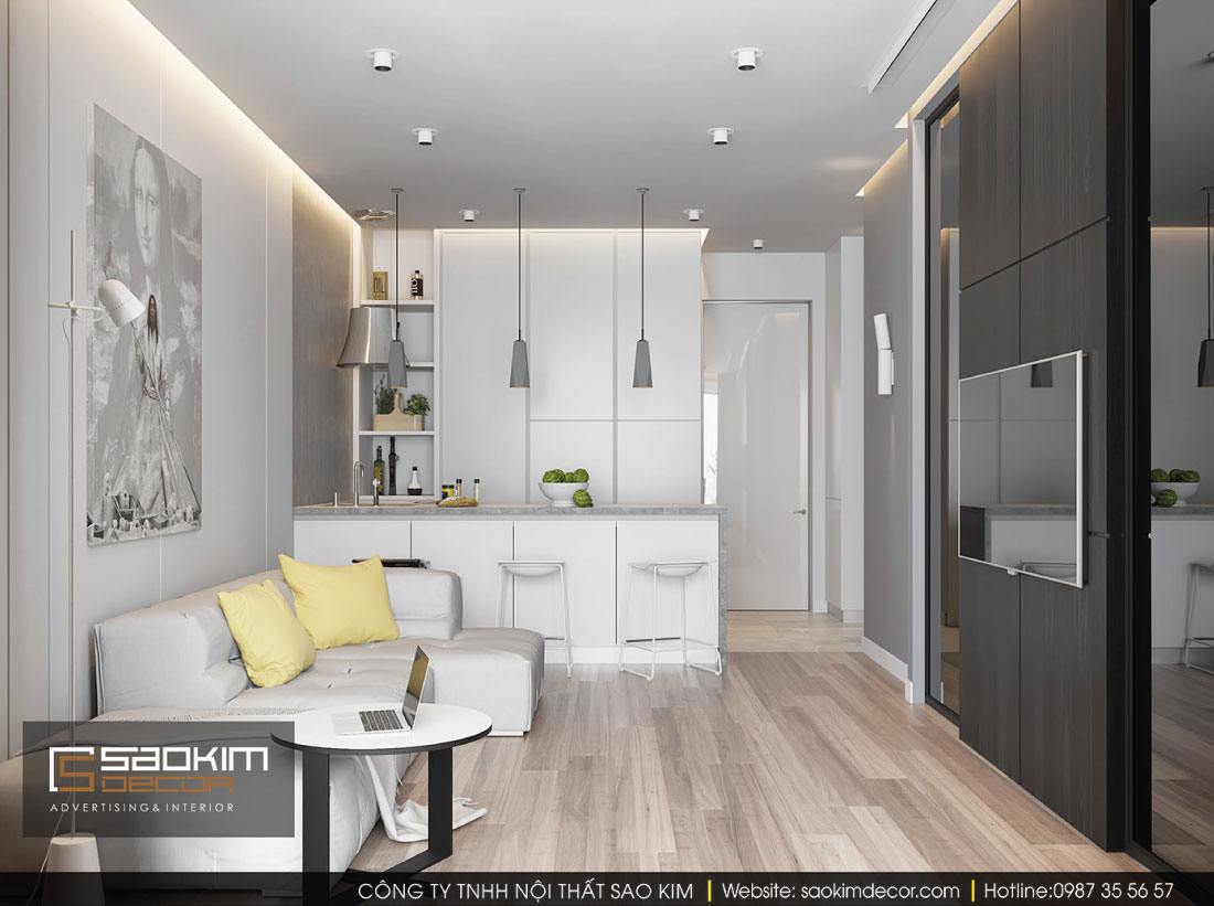 Thiết kế nội thất phòng khách chung cư G1 Vinhomes Green Bay