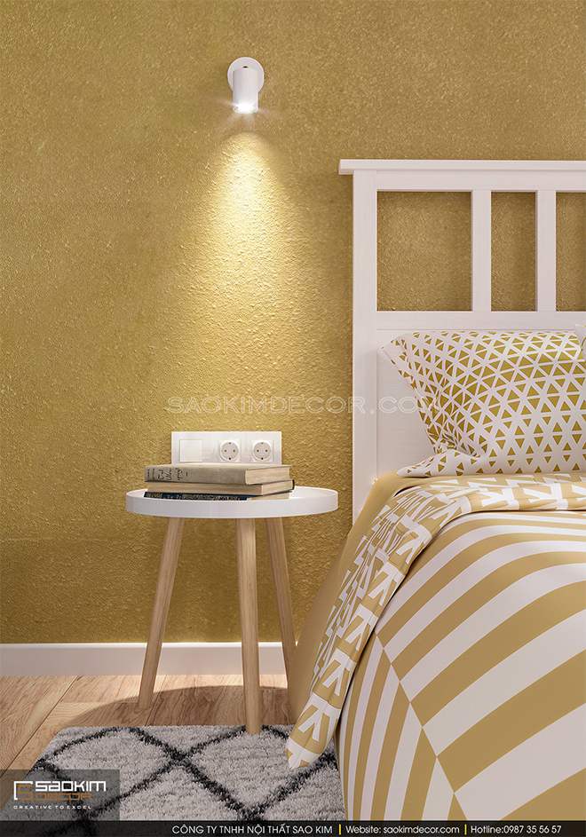 Thiết kế phòng ngủ master gam màu vàng