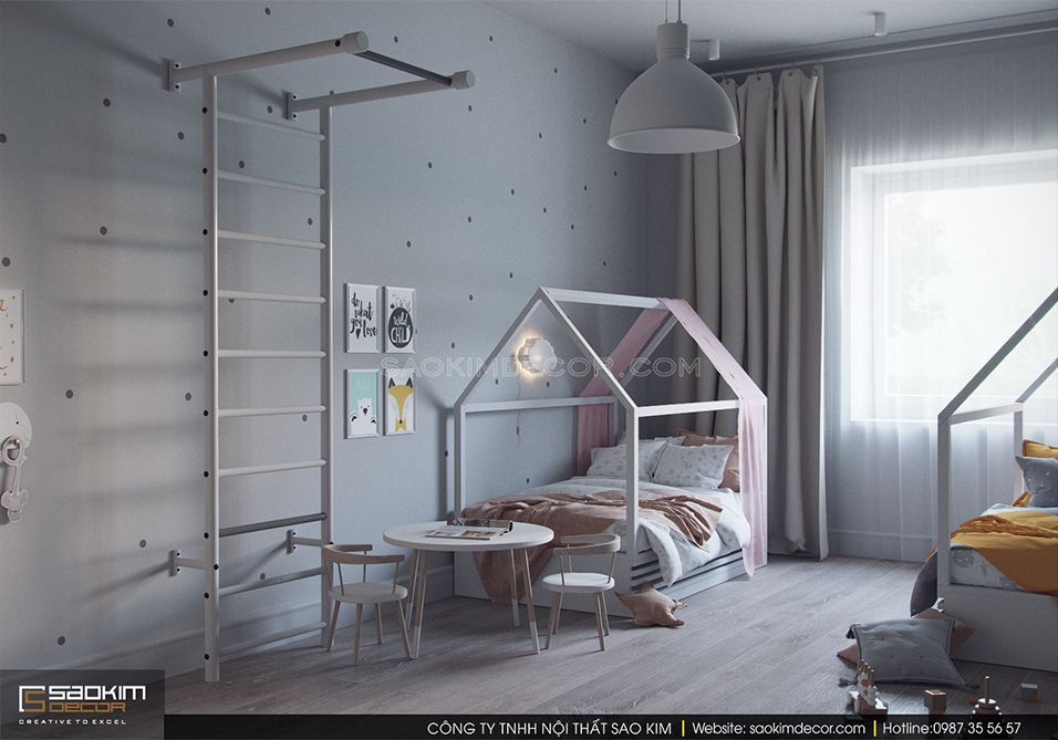 Thiết kế nội thất phòng ngủ trẻ em khu đô thị Trung Hòa - Nhân Chính