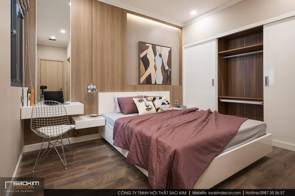 Thiết kế và thi công phòng ngủ master chung cư 83m2 Golden West Lê Văn Thiêm