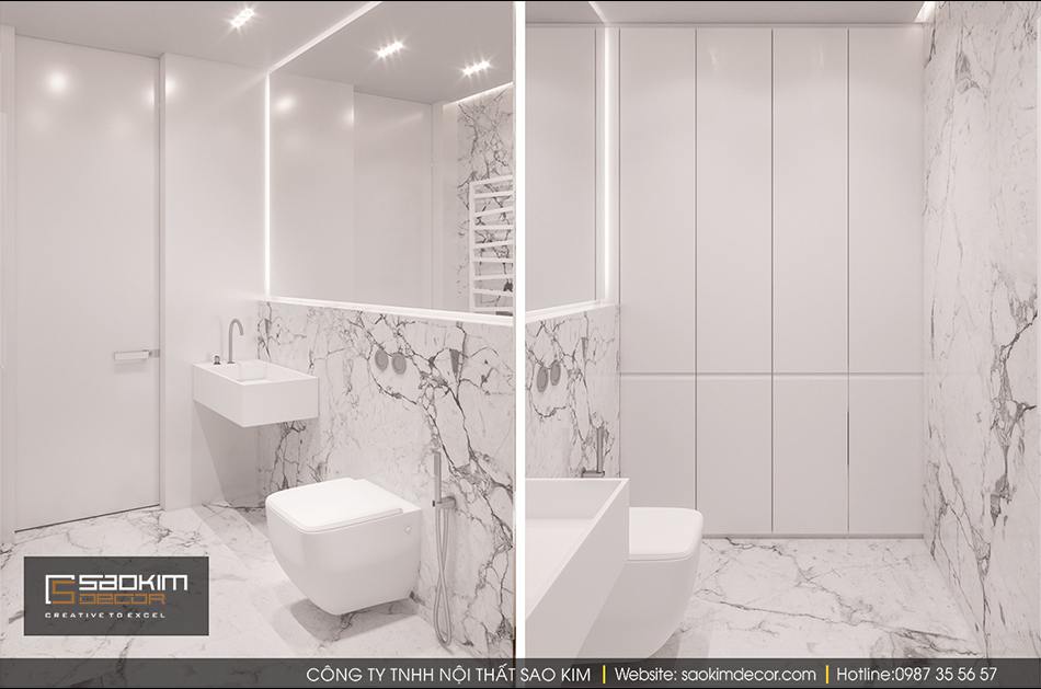 Thiết kế nội thất phòng tắm chung cư Hateco La Roma