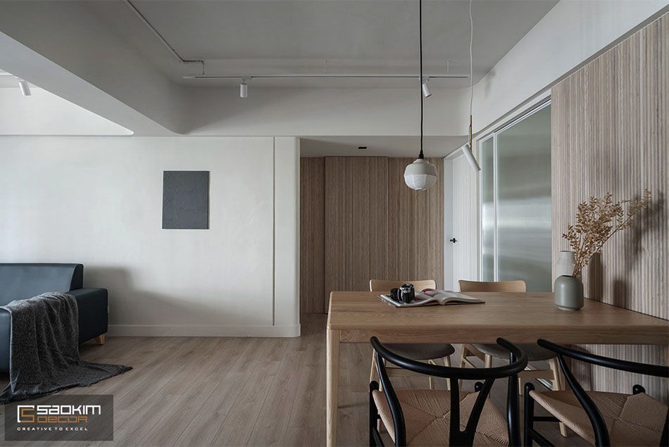 Thiết kế nội thất phòng khách có không gian mở với bếp