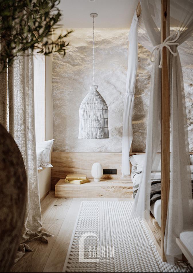 Mẫu thiết kế nội thất phòng ngủ Master phong cách Wabi Sabi 