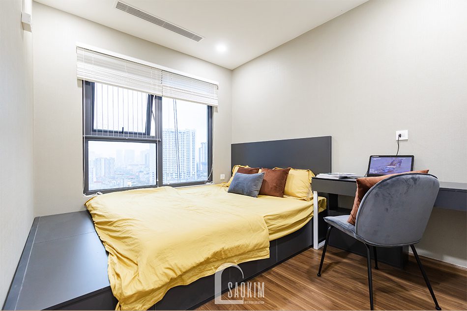 Thi công phòng ngủ master căn hộ Golden Park mang vẻ đẹp ấm cúng với phong cách hiện đại