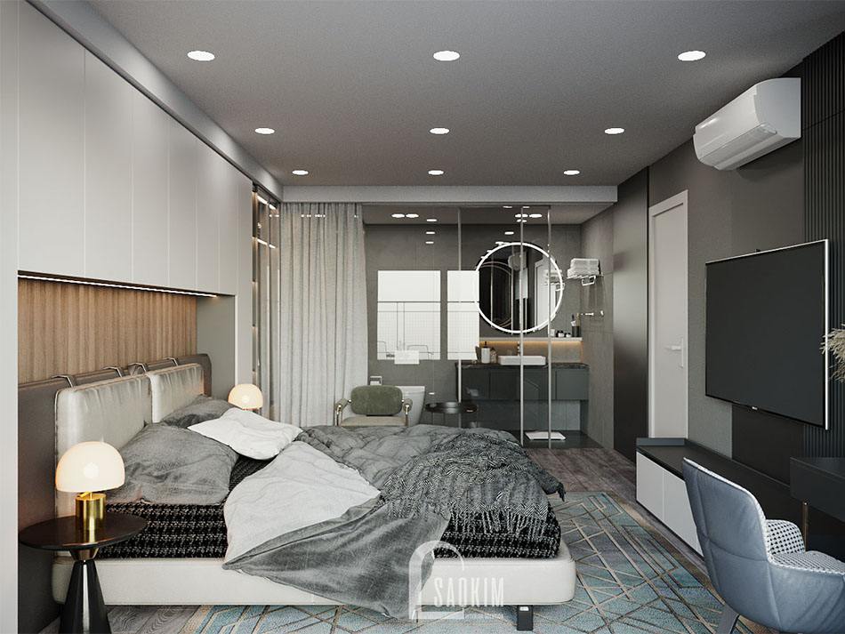 Phòng ngủ master thiết kế nội thất căn hộ chung cư cao cấp