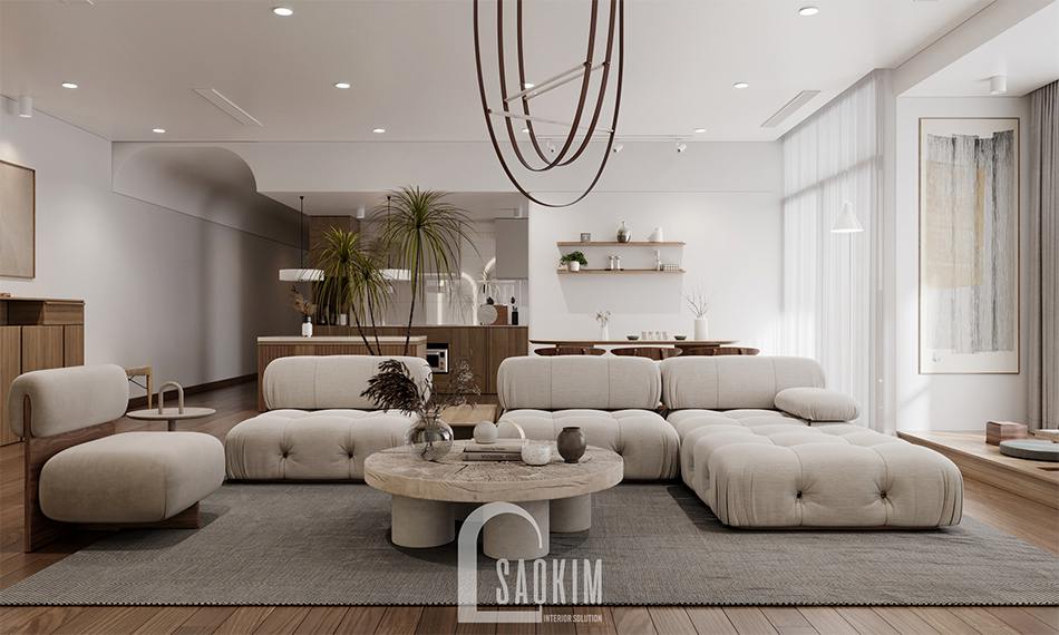 Thiết kế nội thất phong cách Wabi Sabi chung cư The Zen Gamuda 157m2