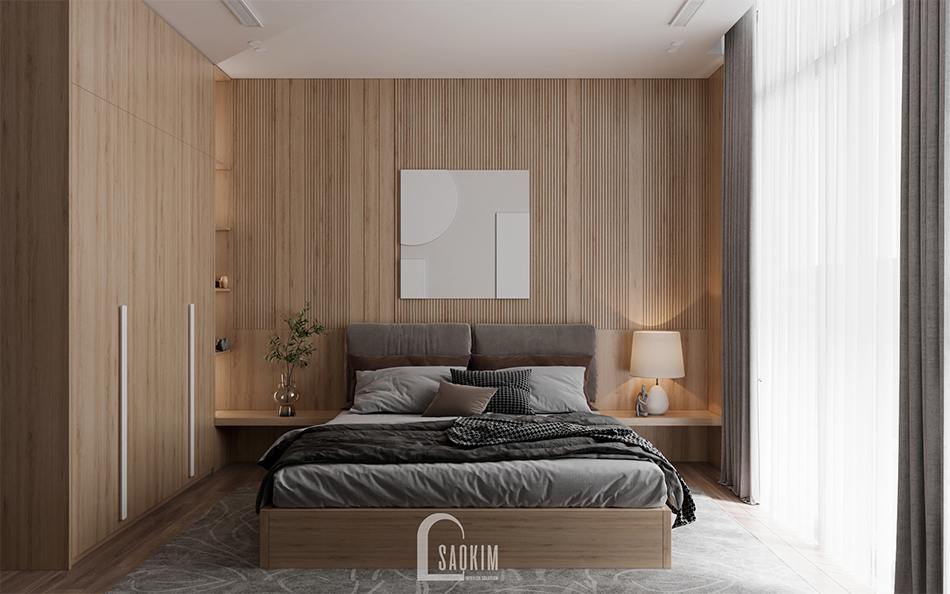 Thiết kế nội thất phòng ngủ cho bé gái chung cư The Zen Gamuda theo phong cách hiện đại với gam màu nâu gỗ làm chủ đạo