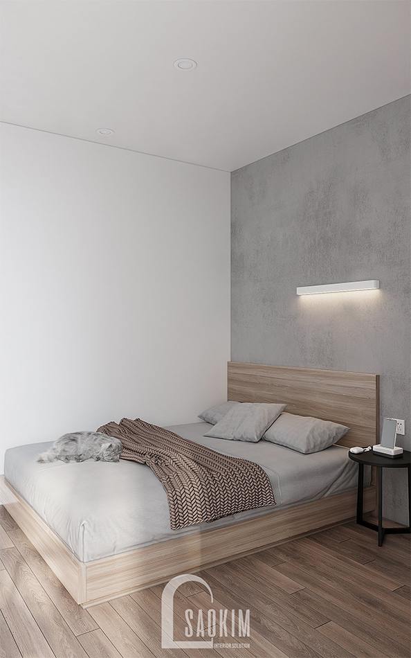 Thiết kế phòng ngủ 2 kết hợp các gam màu trắng, xám và nâu
