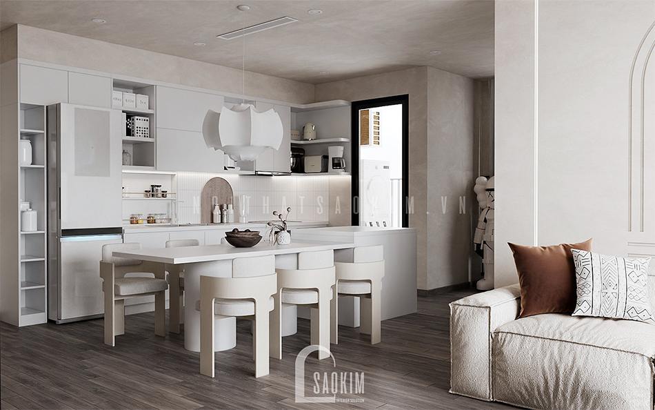 Thiết kế nội thất Vinhomes Ocean Park kết hợp phong cách Japandi và Bauhaus - cải tạo lại toàn bộ hệ tủ bếp