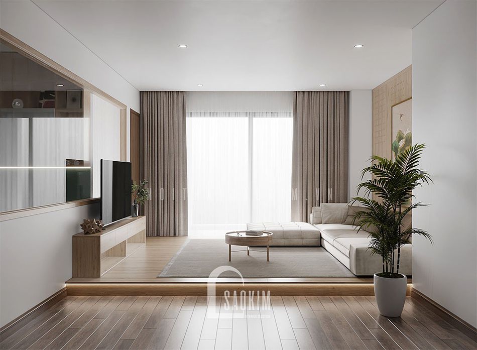 Thiết kế nội thất phòng khách chung cư Royal City mang vẻ đẹp sang trọng, thanh lịch
