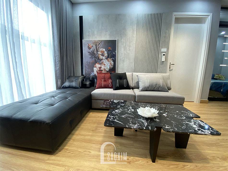 Thiết kế thi công nội thất phòng khách chung cư trọn gói 54m2 Lotus Central theo phong cách hiện đại