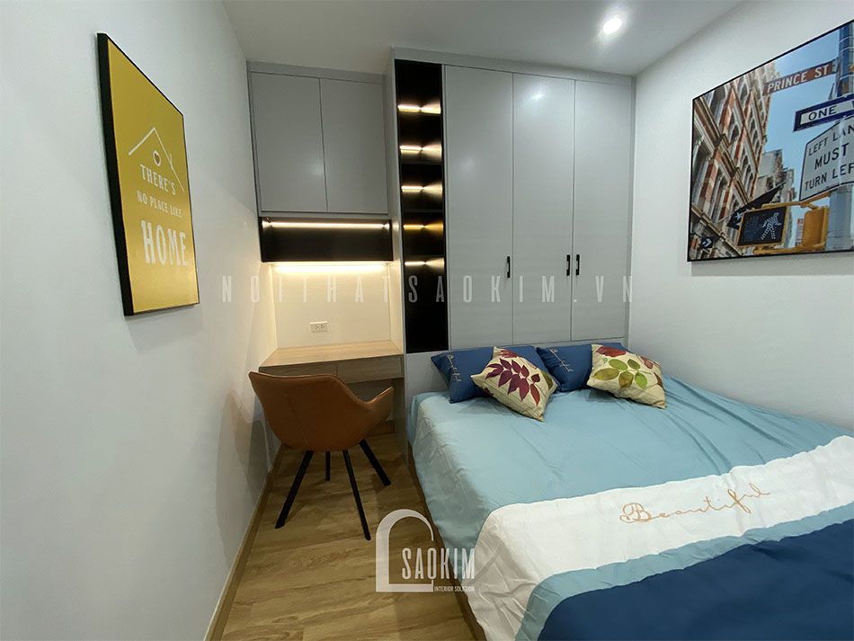 Thiết kế thi công nội thất phòng ngủ chung cư Lotus Central trọn gói phong cách hiện đại